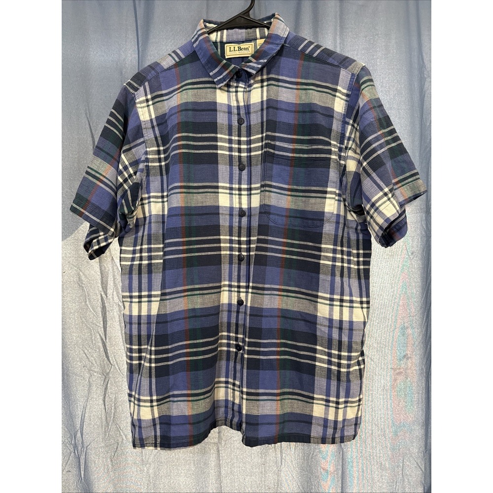 Vintage L.L. Bean Cool Weave Striped Button Up Shirt Womens L Cotton Lot Of 2
